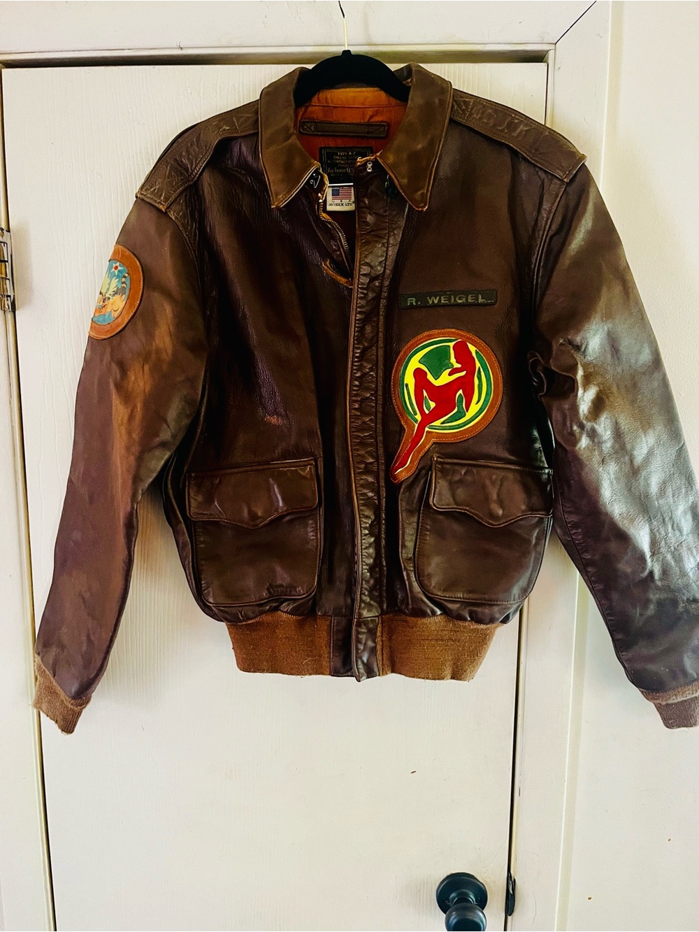 VTG Rugged Americana Military Aviator Flight Pinup Leather Retro Bomber Jacket